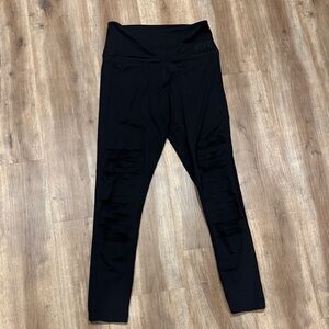 Victoria Secret Pink Black Leggings with Cut Detail